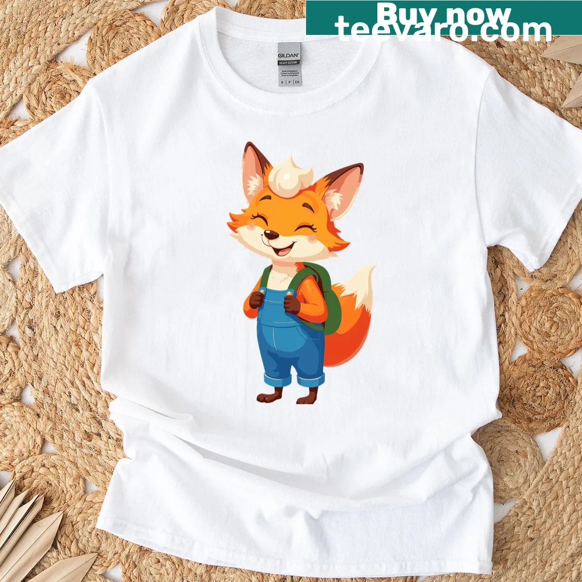 Cute T-shirt featuring a smiling fox with glasses, perfect for animal lovers. — on a men's t-shirt