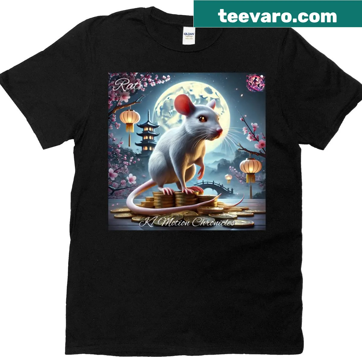 Celestial Rat design inspired by the Chinese Zodiac on a t-shirt — on a men's t-shirt