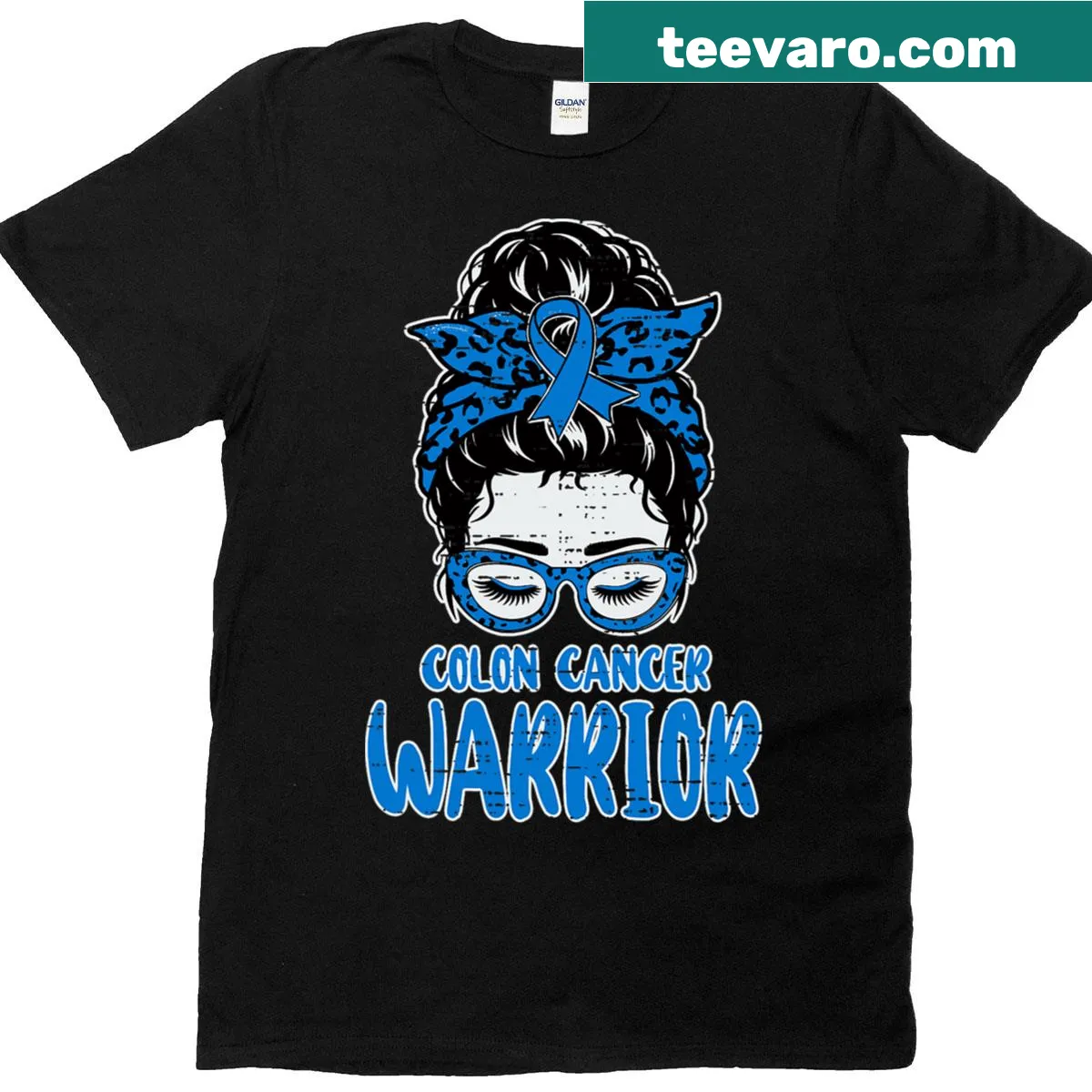 Awareness design with a messy bun graphic on a cancer warrior T-shirt — on a men's t-shirt