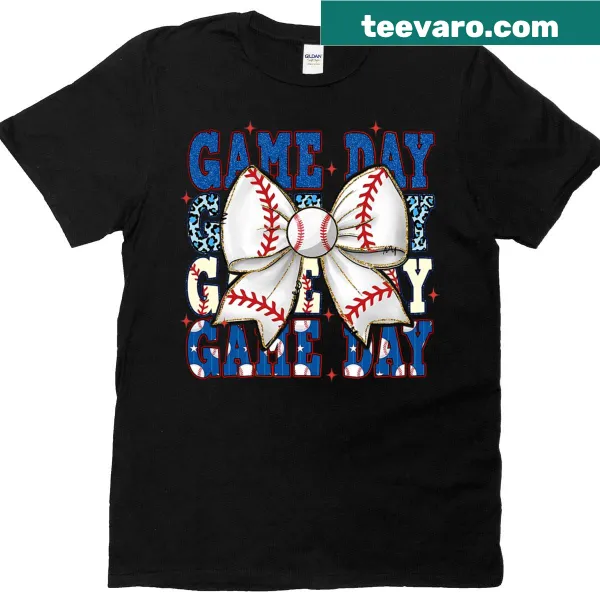 Cartoon bow graphic with text for cheer moms on game day