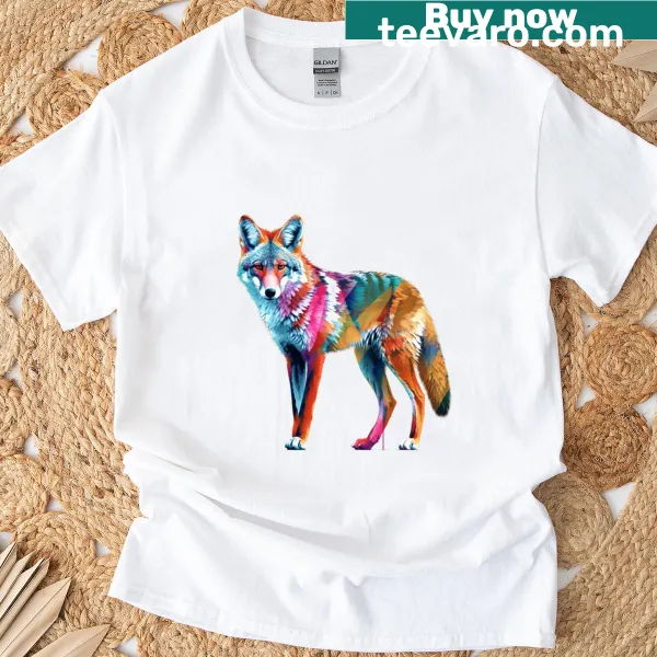 Watercolor T-shirt featuring a coyote in a natural setting