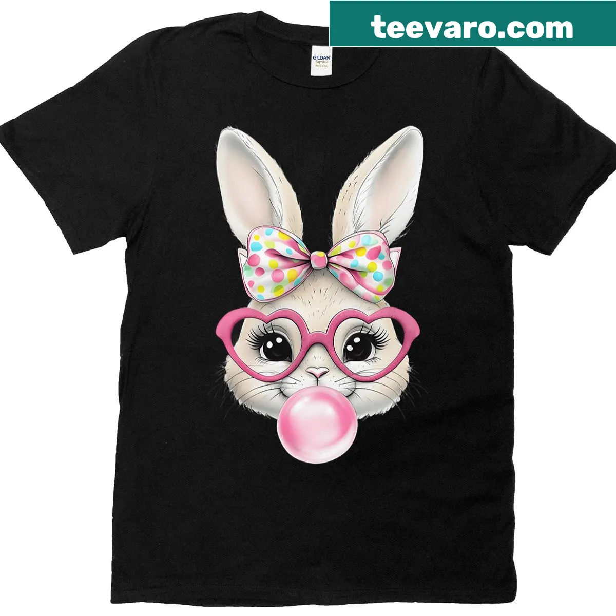 Cute bunny rabbit face shirt with bow for girls — on a men's t-shirt
