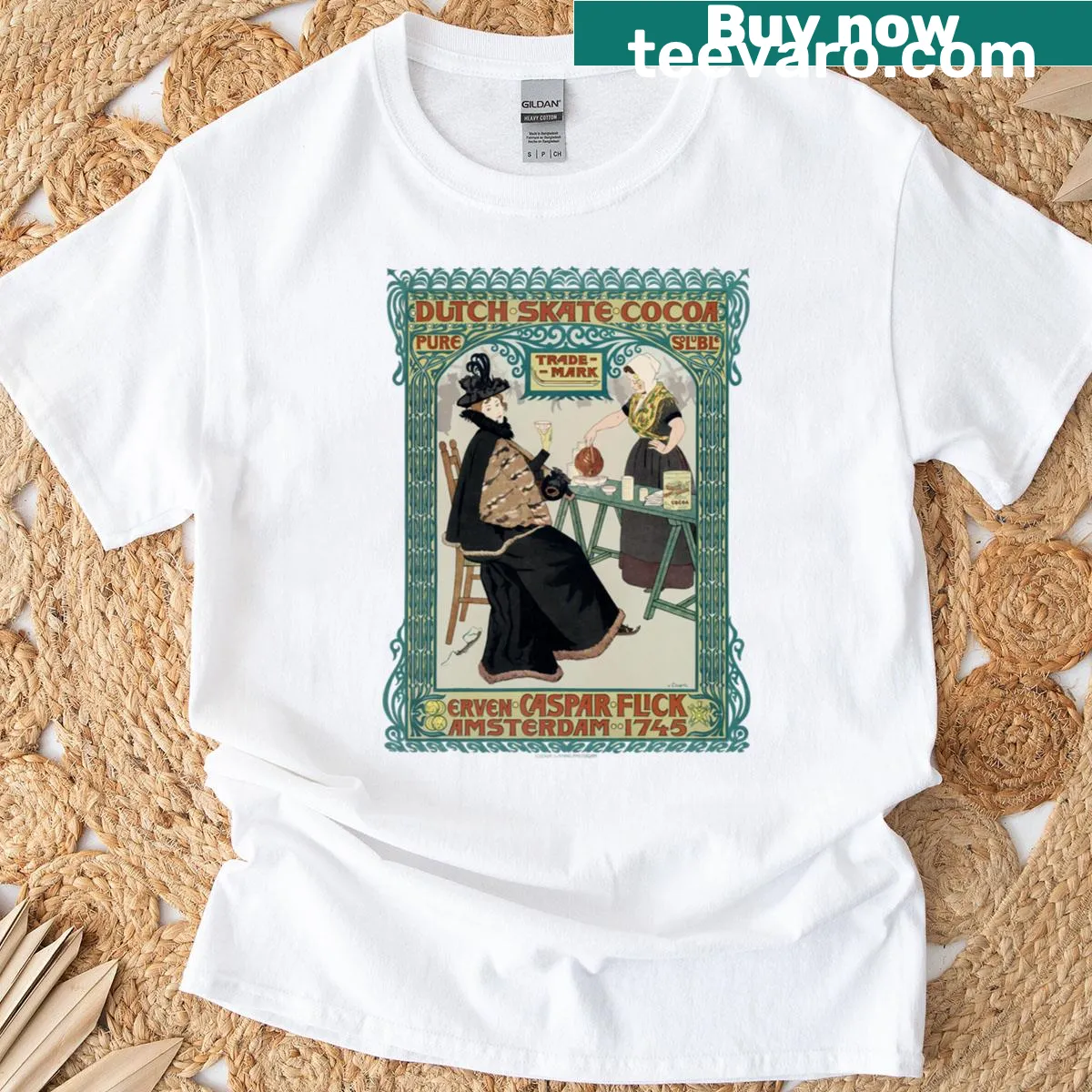 Retro-themed skate cocoa t-shirt design — on a men's t-shirt