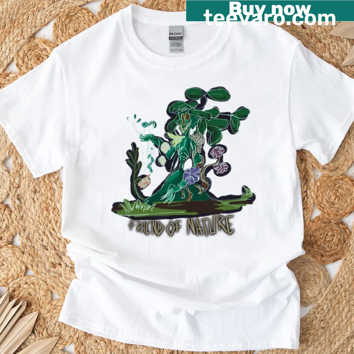 Nature-themed T-shirt representing friendship with the environment — on a men's t-shirt