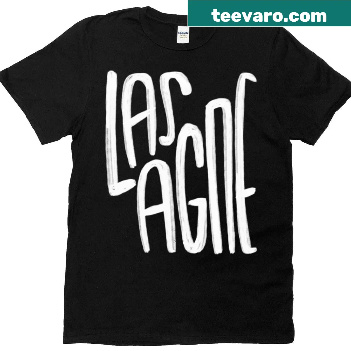 Funny T-shirt with a humorous lasagna theme — on a men's t-shirt