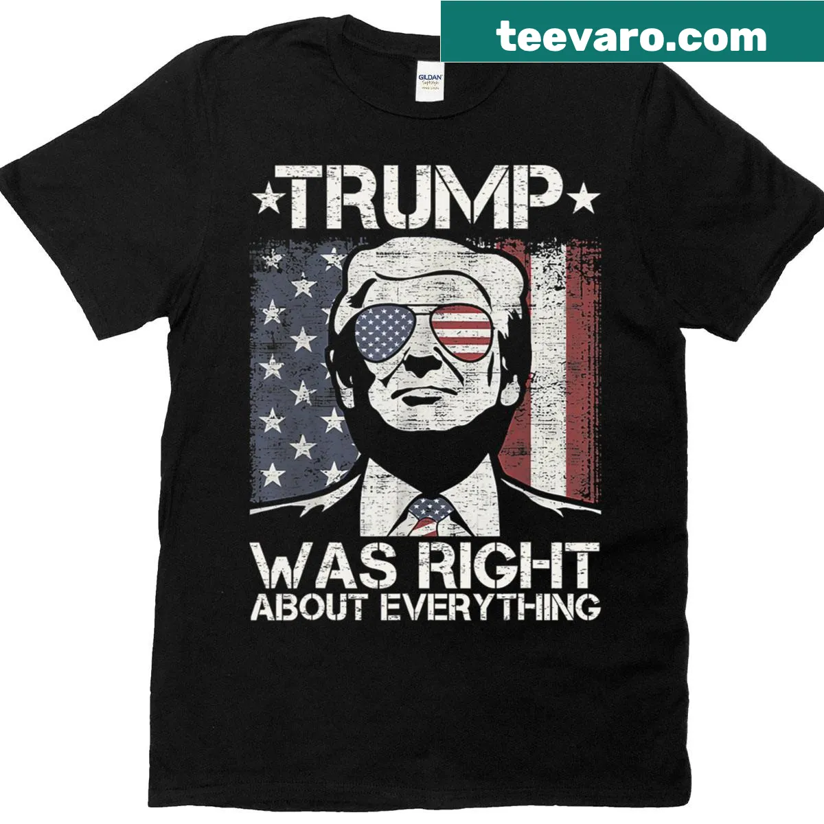 Vintage T-shirt with humorous Trump USA flag text — on a men's t-shirt