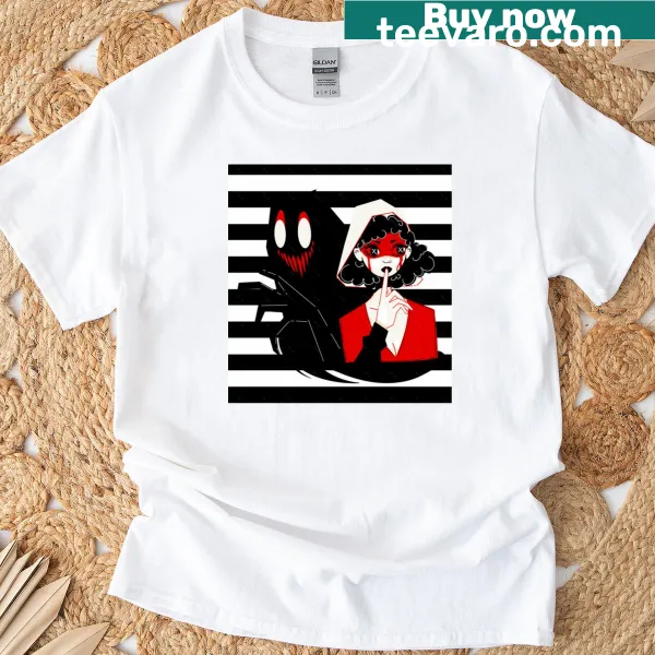 Illustration of a girl and her monster on a t-shirt