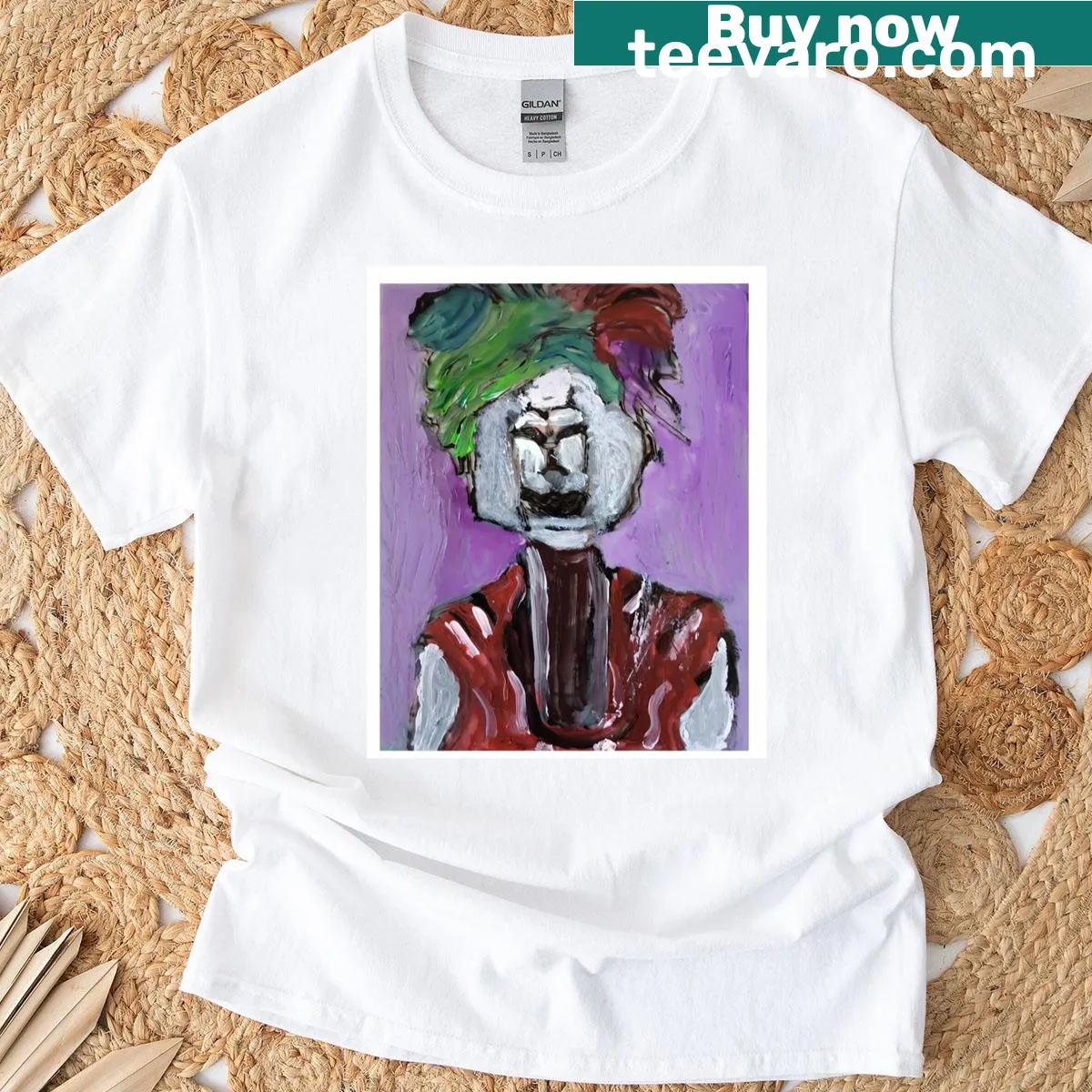Cartoon illustration of a llama on a T-shirt — on a men's t-shirt