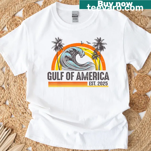 Retro beach graphic T-shirt celebrating Gulf Of Us America 2025