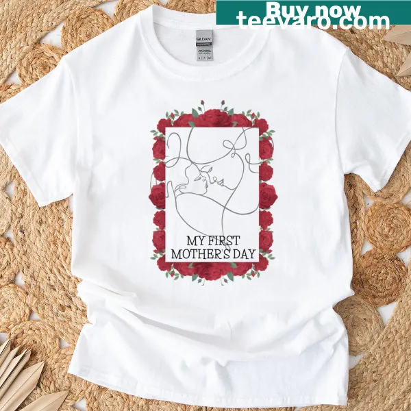 Touching T-shirt for new moms celebrating their first Mother's Day with floral design