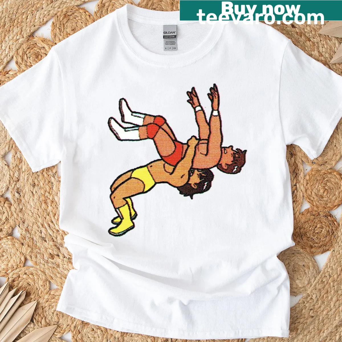 Bold graphic T-shirt featuring the Hase German Suplex wrestling move — on a men's t-shirt