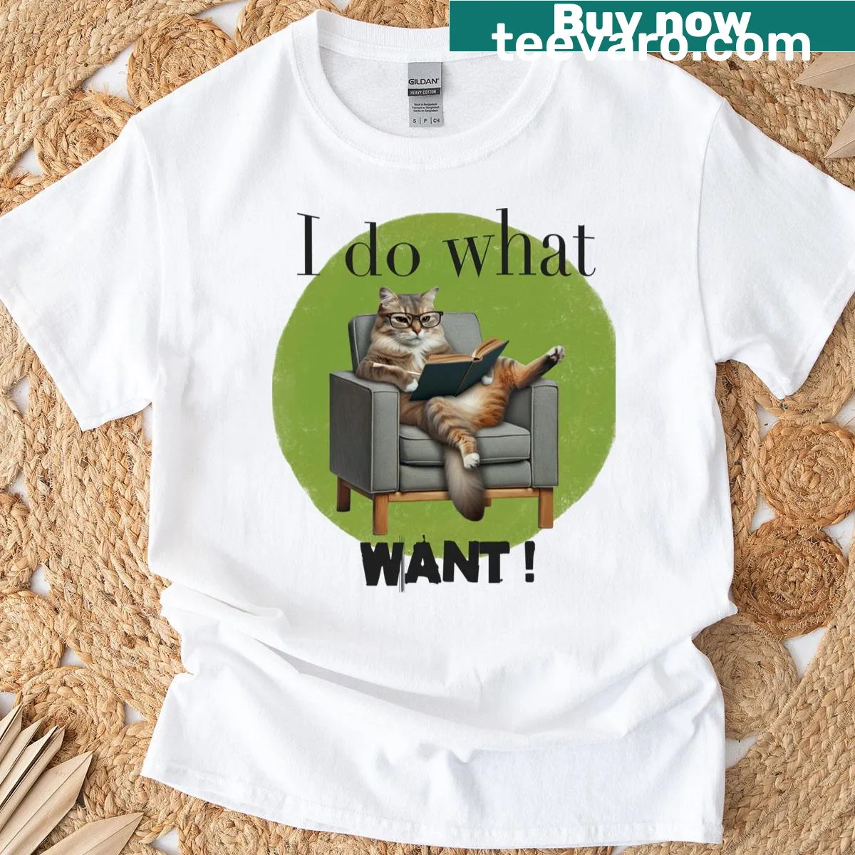 T-shirt with a relaxed cat graphic and the phrase 'I Do What I Want' — on a men's t-shirt
