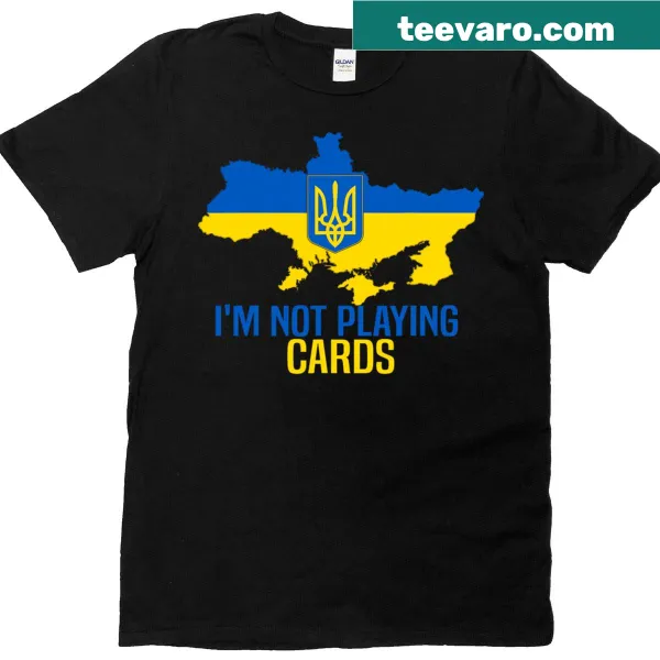 Playful T-shirt featuring a card-themed design related to Zelensky and Ukraine