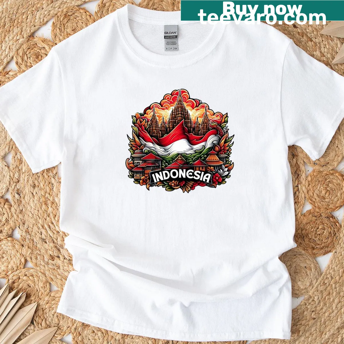 T-shirt featuring Indonesia-inspired graphic — on a men's t-shirt