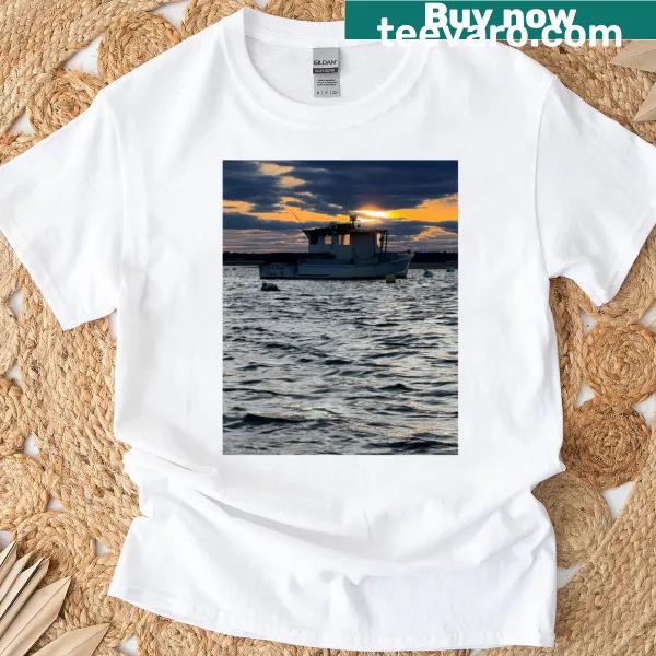 Nature-inspired shirt featuring tranquil blue graphics