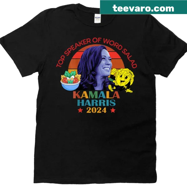 T-shirt featuring bold text celebrating Kamala Harris as a top speaker