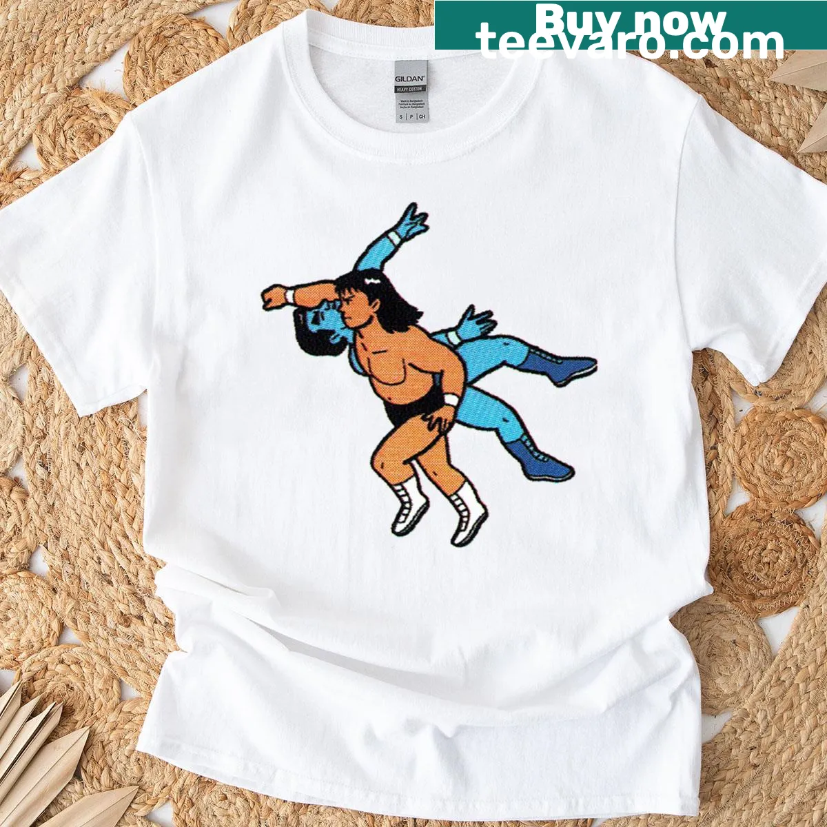 Illustrative T-shirt featuring a lariat design — on a men's t-shirt