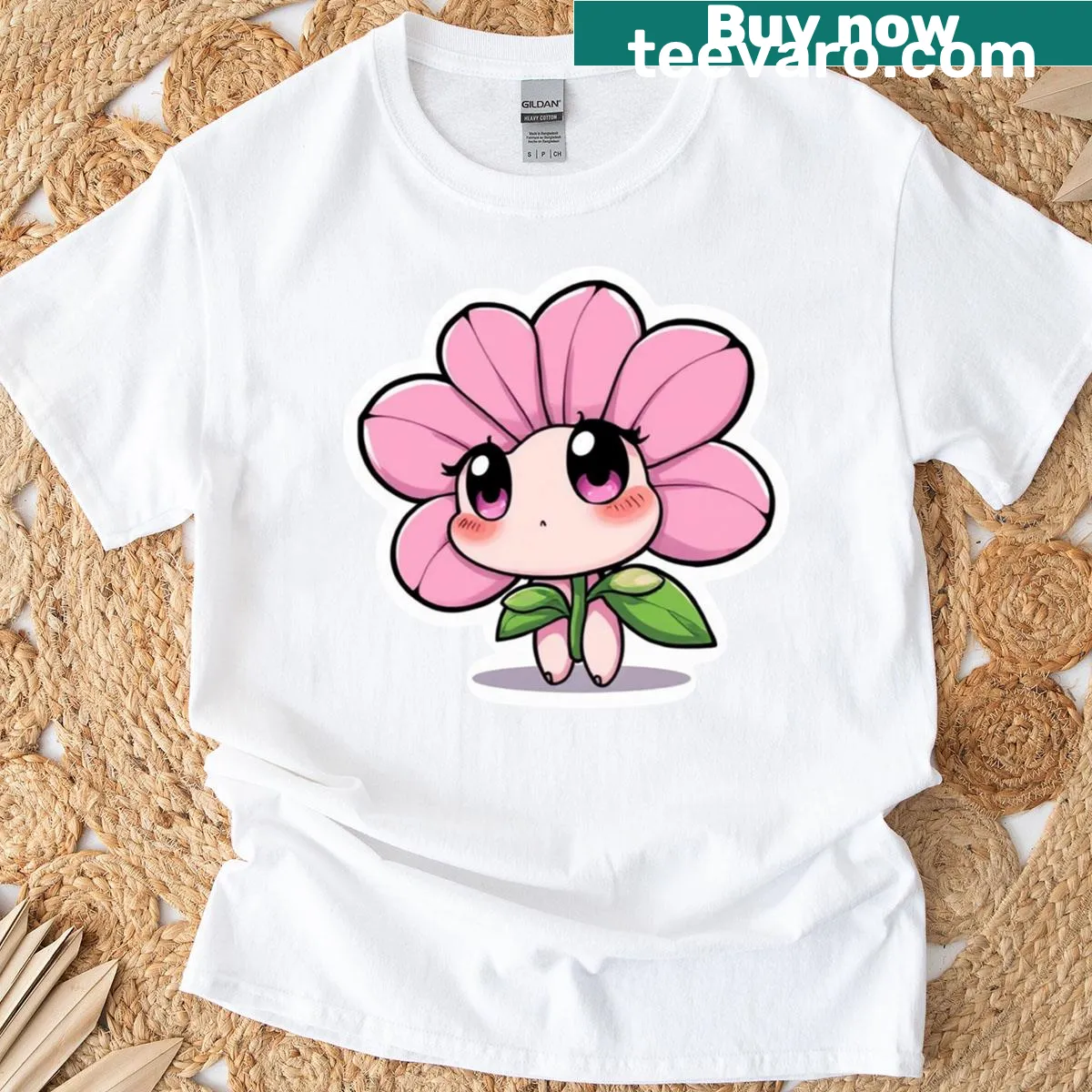 Charming T-shirt for girls featuring flower girl illustration — on a men's t-shirt