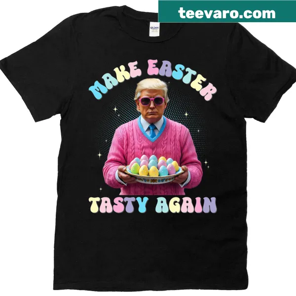 Funny Easter Bunny t-shirt with the phrase Make Easter Tasty Again