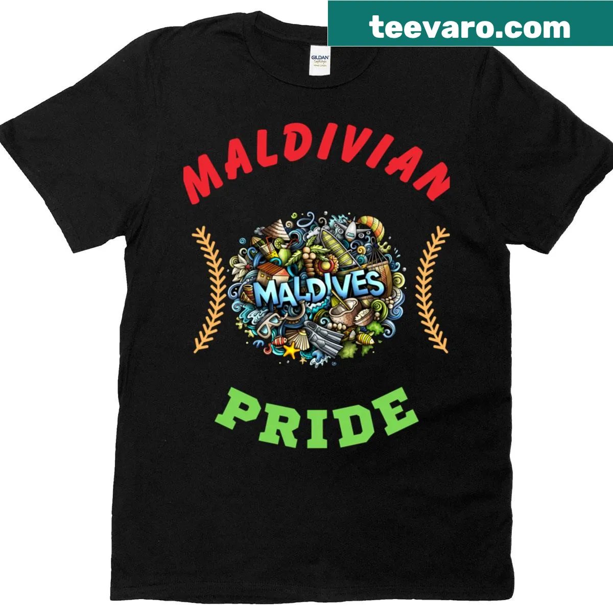 Silhouette graphic representing Maldivian heritage on a T-shirt — on a men's t-shirt