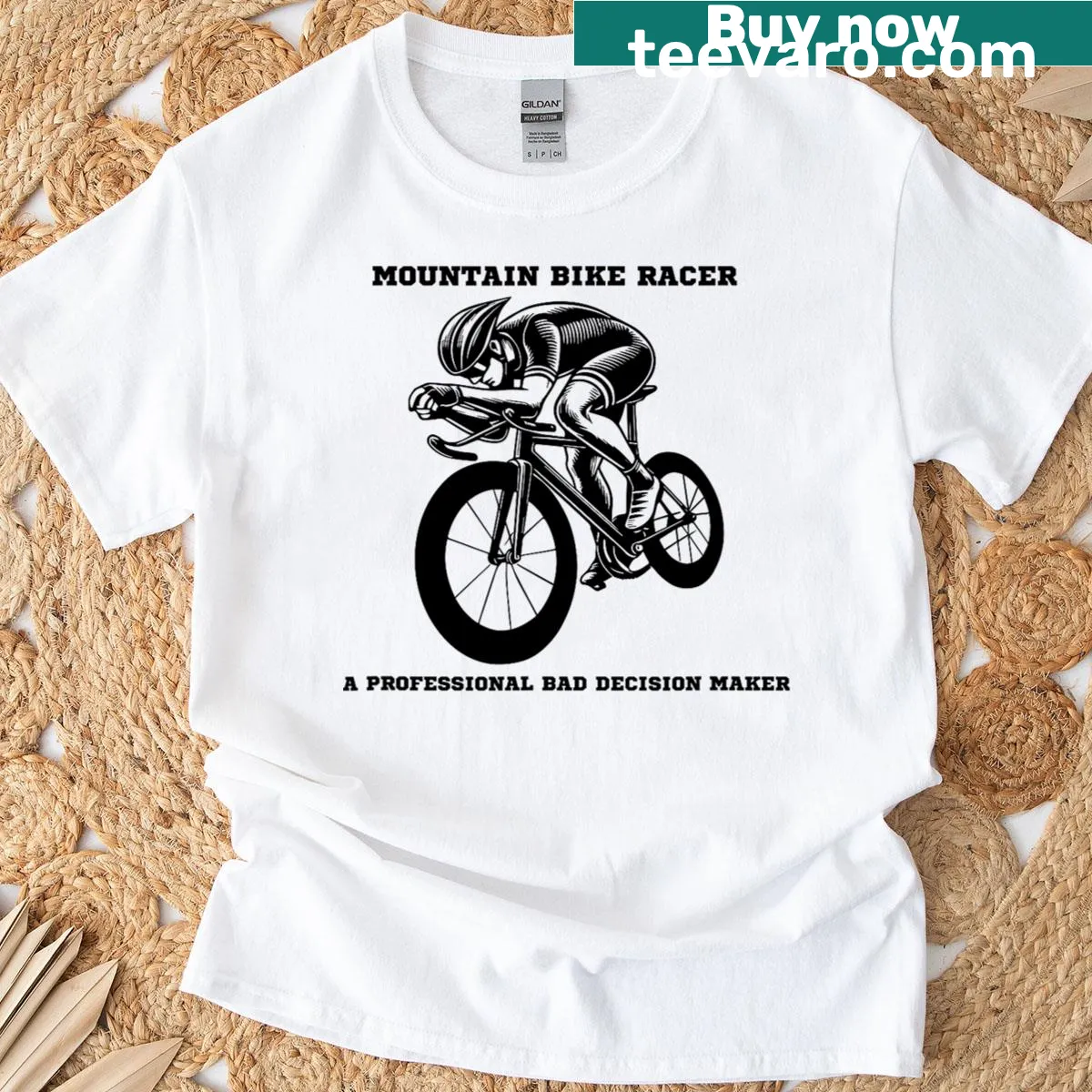 Playful biking quote design on a tee — on a men's t-shirt