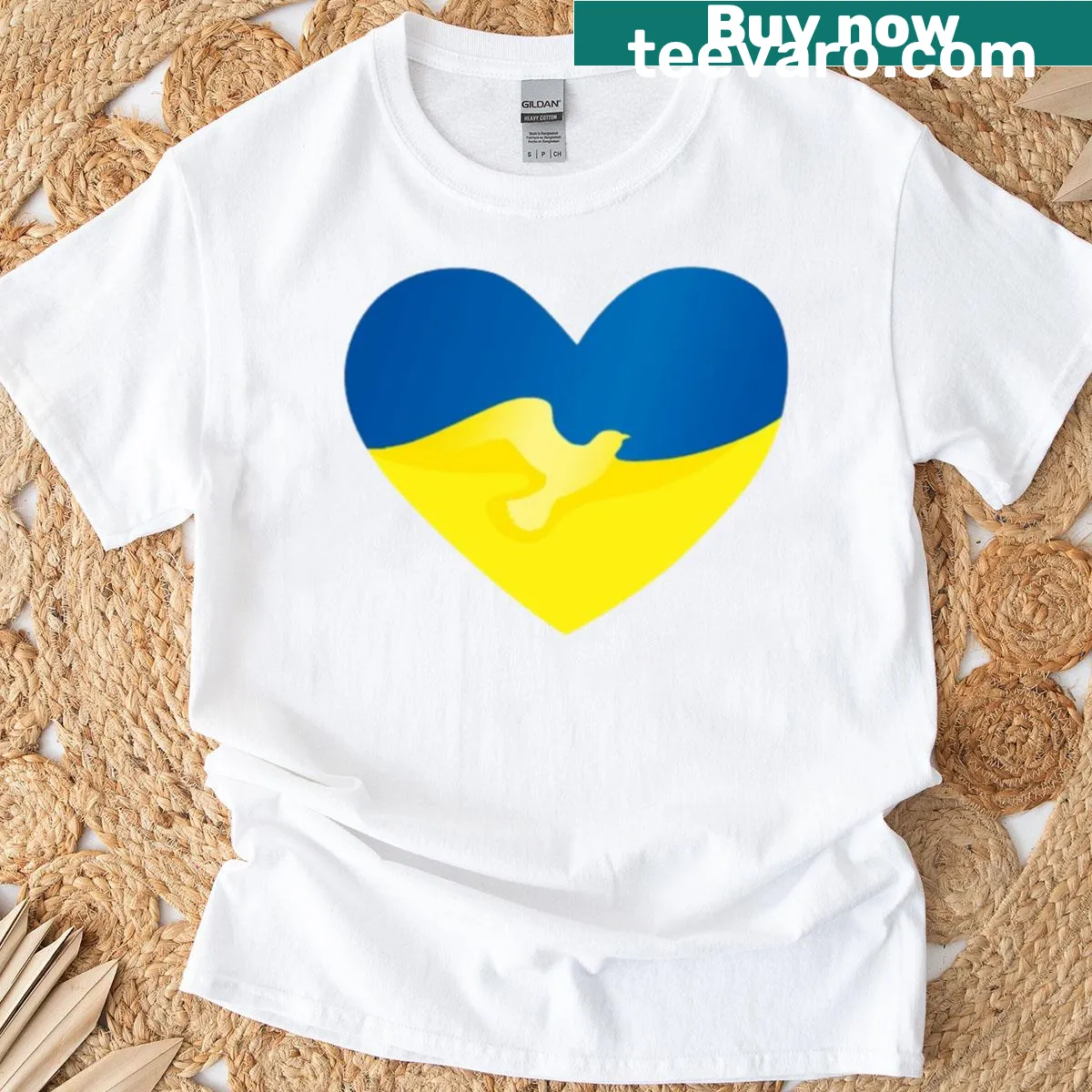 T-shirt with a message advocating for peace in Ukraine — on a men's t-shirt