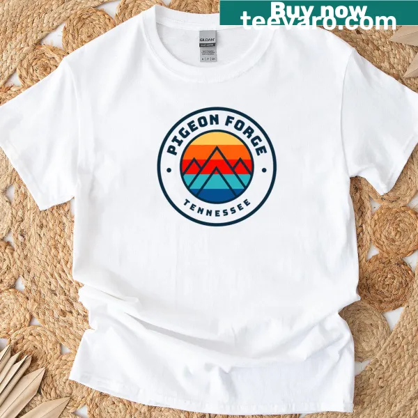 Illustrated T-shirt featuring a dog in the mountains of Pigeon Forge