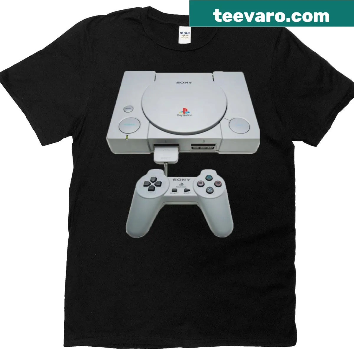 Nostalgic t-shirt celebrating the original Playstation — on a men's t-shirt