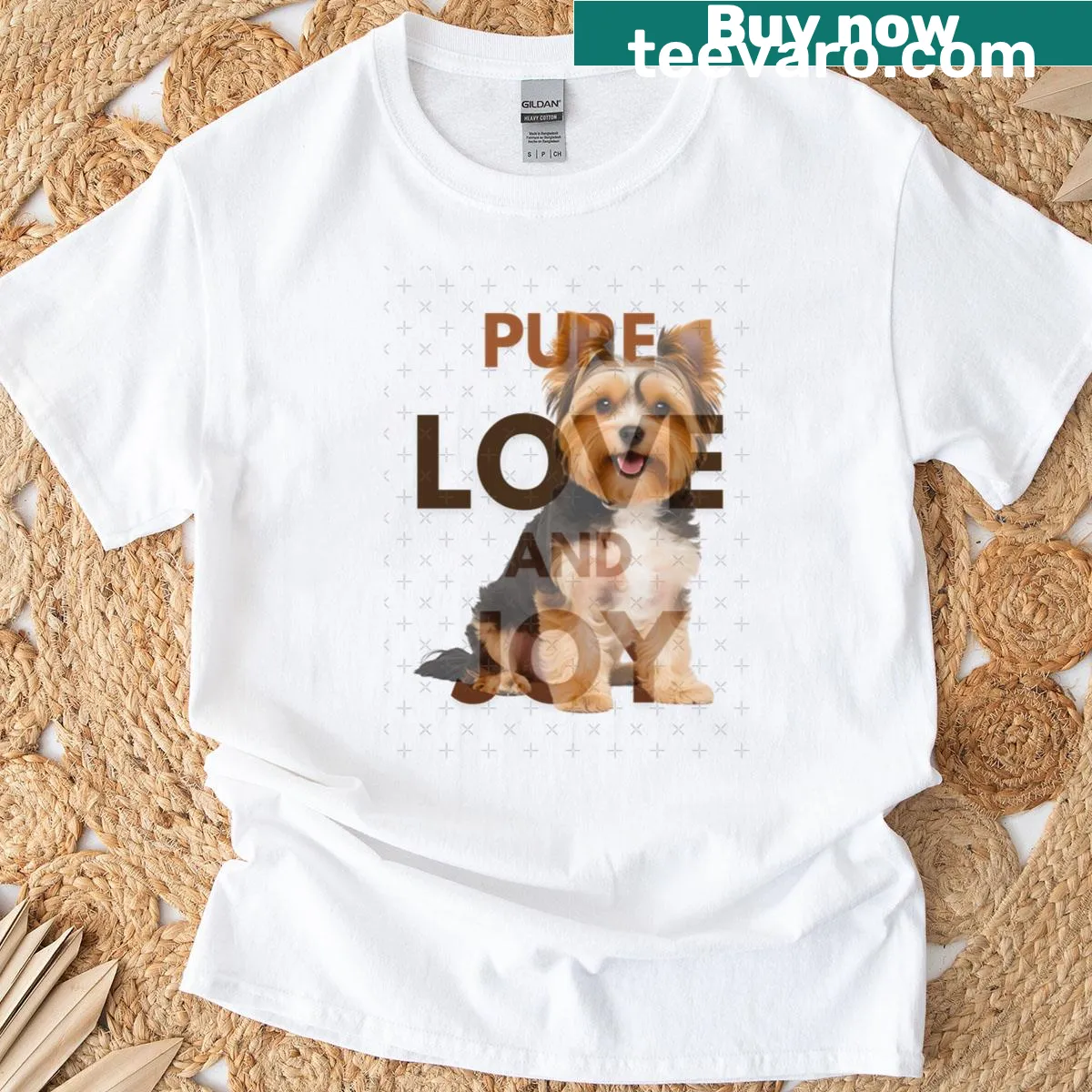 Cute Yorkipoo illustration on a T-shirt for dog lovers — on a men's t-shirt