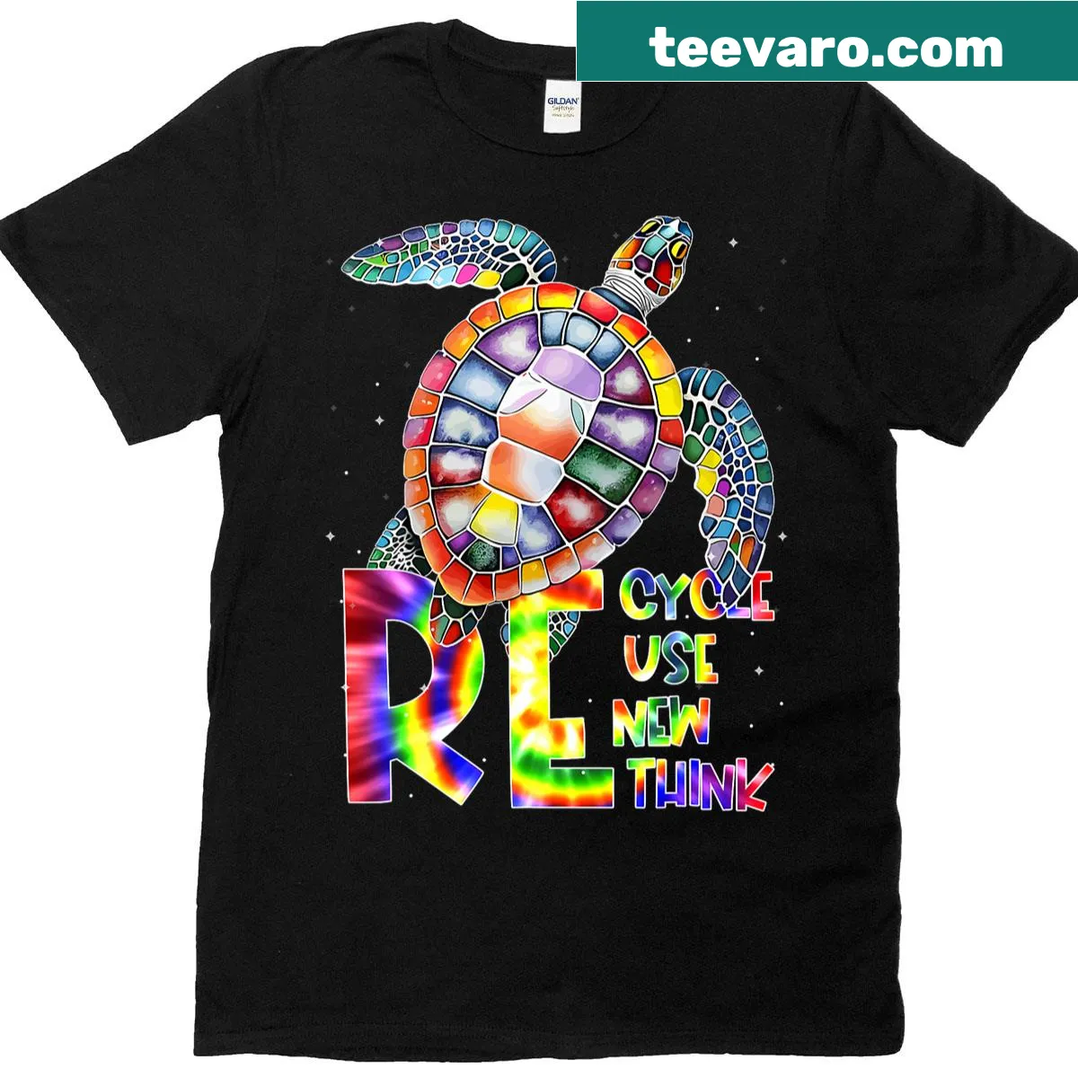 Turtle graphic promoting environmental awareness on a T-shirt — on a men's t-shirt