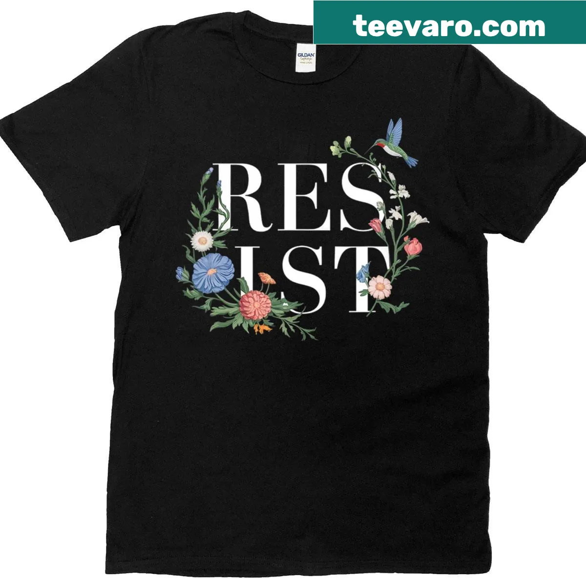 Floral design with anti-Trump message on a t-shirt — on a men's t-shirt