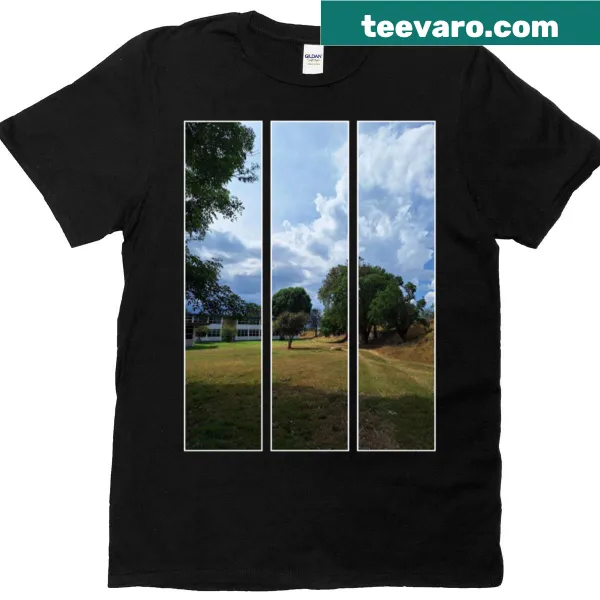 Illustrated sky design on a T-shirt