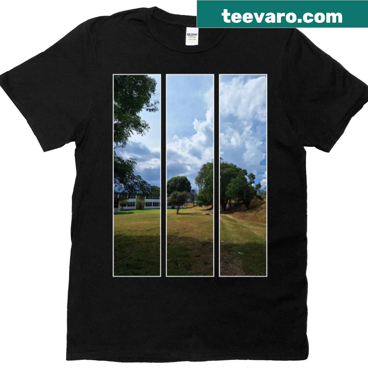 Illustrated sky design on a T-shirt — on a men's t-shirt