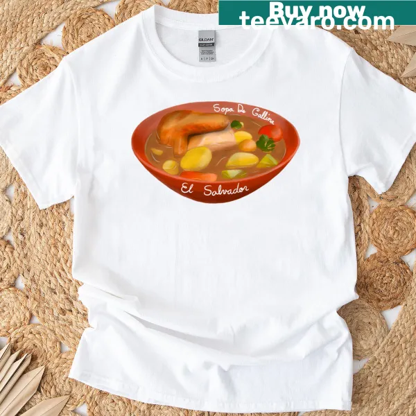 Charming 'Sopa De Gallina' T-shirt featuring an illustration of chicken soup