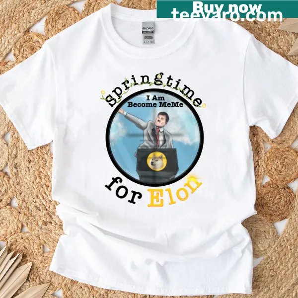 Whimsical graphic t-shirt celebrating innovation and springtime for Elon