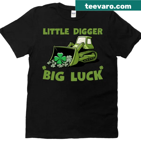 Cartoon bulldozer design celebrating St. Patrick's Day for boys