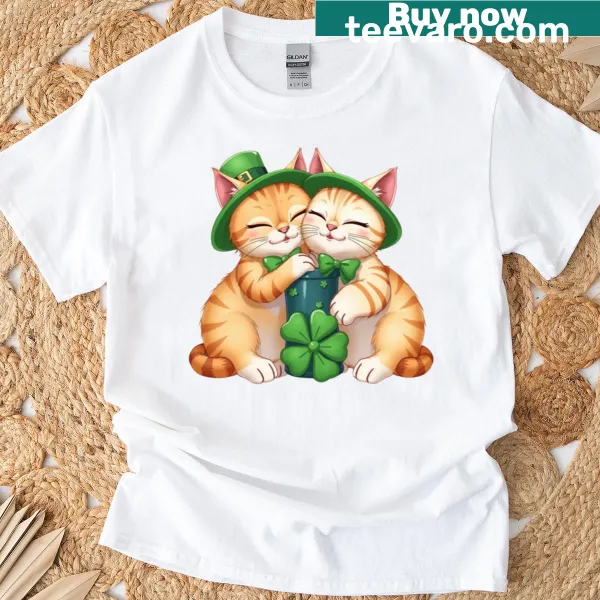 Adorable cat illustrations for a St. Patrick's Day t-shirt