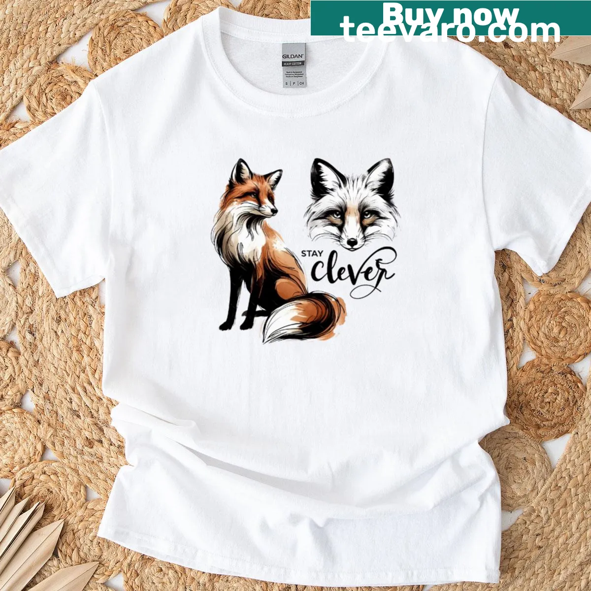 Minimalist fox art design on a T-shirt for animal lovers — on a men's t-shirt