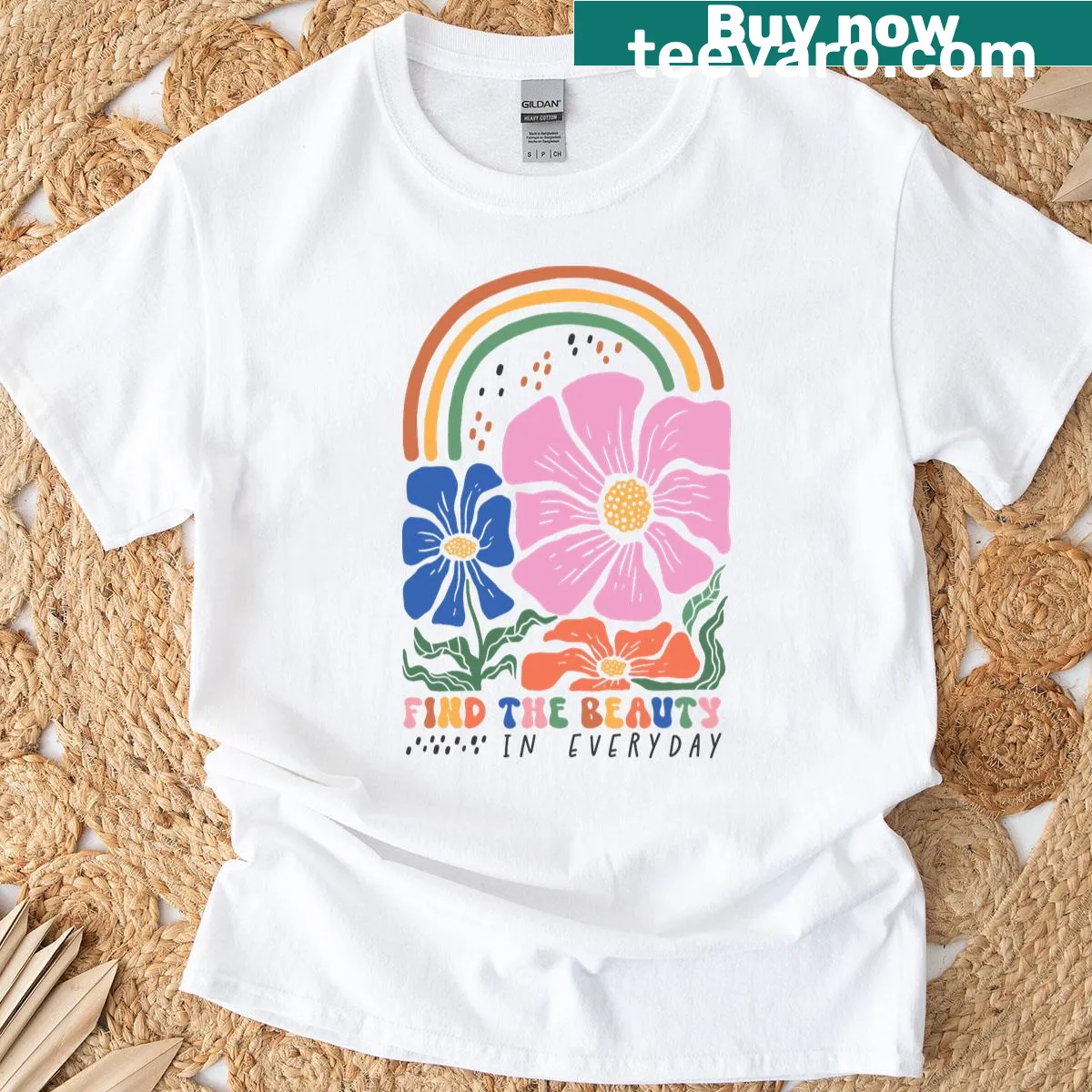 Subtle flower design with anti-Trump message T-shirt — on a men's t-shirt