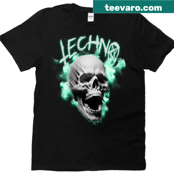 Bold T-shirt featuring a techno skull design in a foggy atmosphere