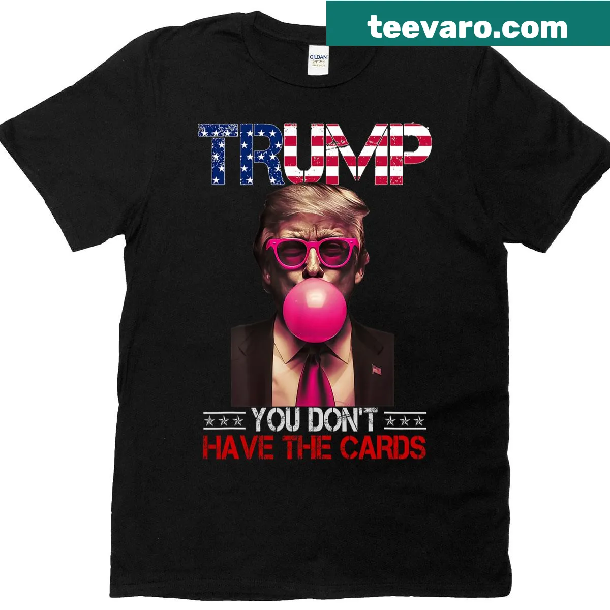 Humorous political T-shirt with playful text about leadership — on a men's t-shirt