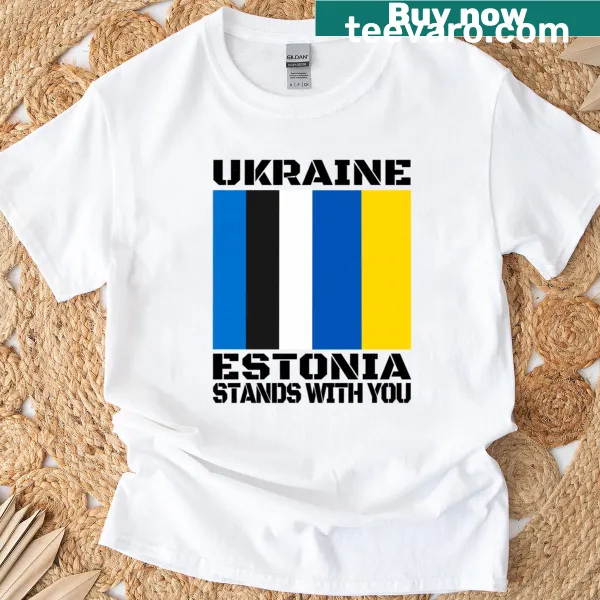 Supportive T-shirt featuring Ukraine and Estonia flags
