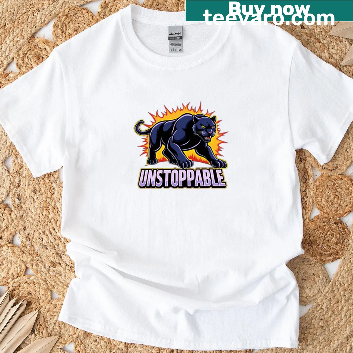 Bold panther illustration symbolizing strength and speed on a T-shirt — on a men's t-shirt