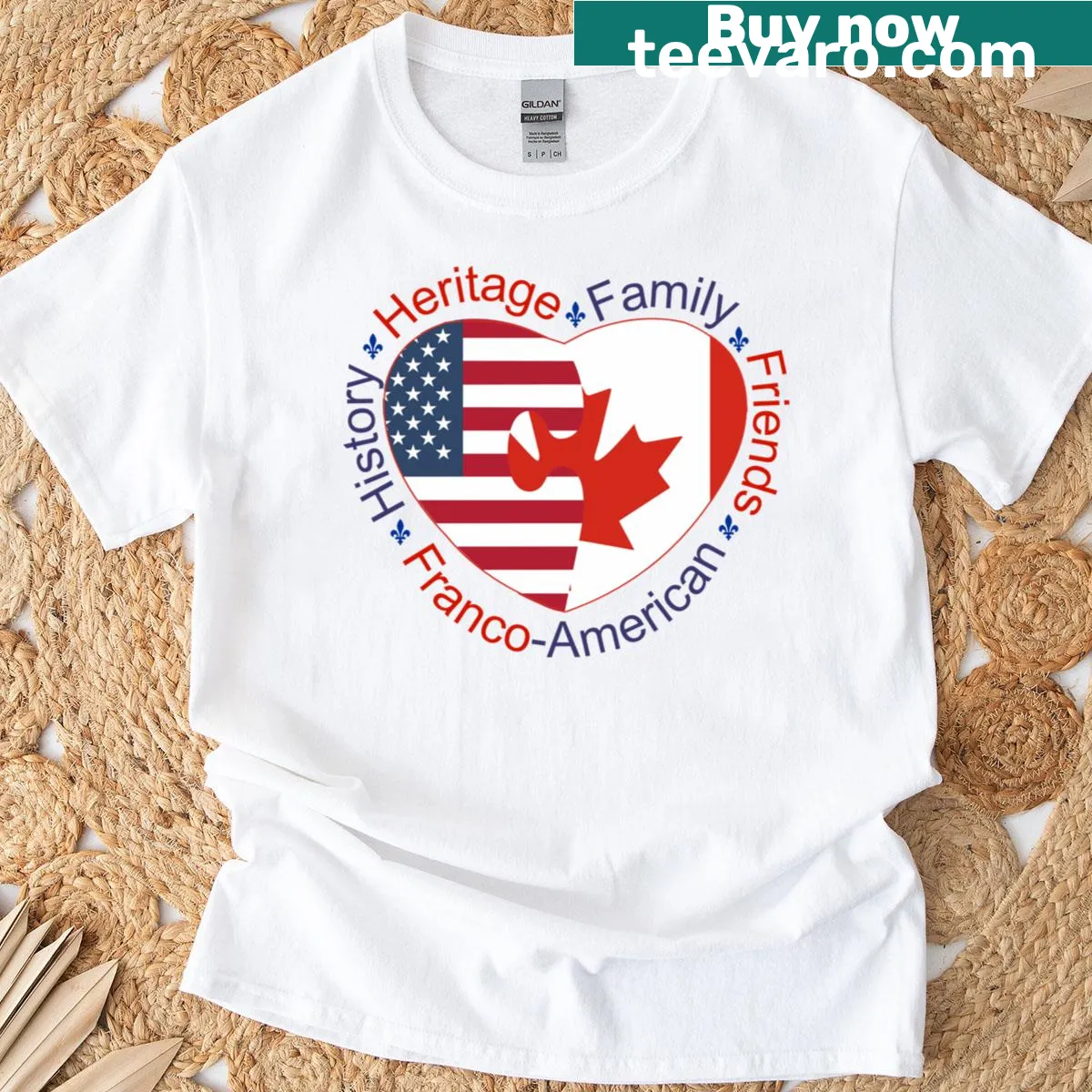 Canada Heritage T-shirt featuring iconic symbols of Canadian culture. — on a men's t-shirt