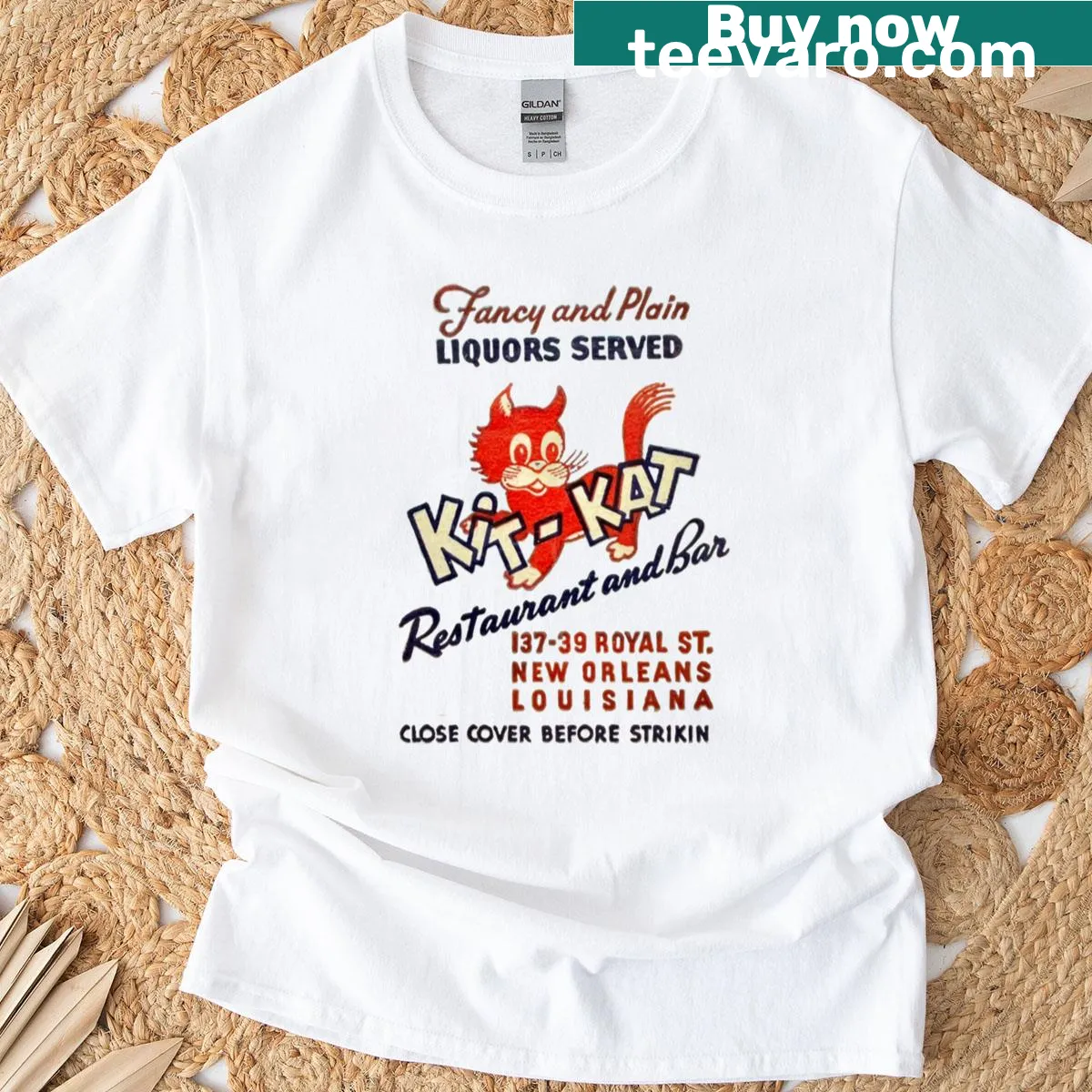 Vintage 50s inspired T-shirt with retro poster design — on a men's t-shirt