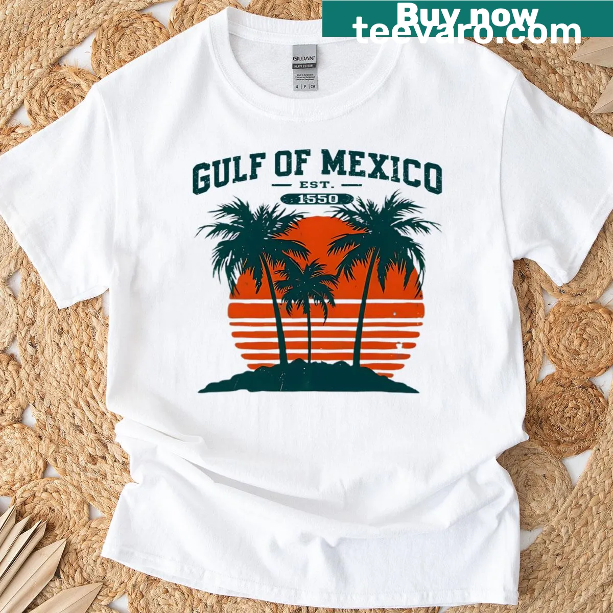 Vintage Gulf Of Mexico T-shirt with Mexican flag and established date — on a men's t-shirt