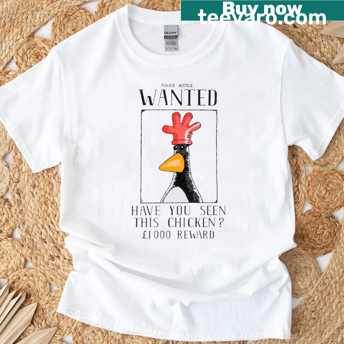 Illustration of Feathers McGraw from Wallace and Gromit — on a men's t-shirt