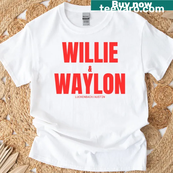 T-shirt with Willie and Waylon names in red text design