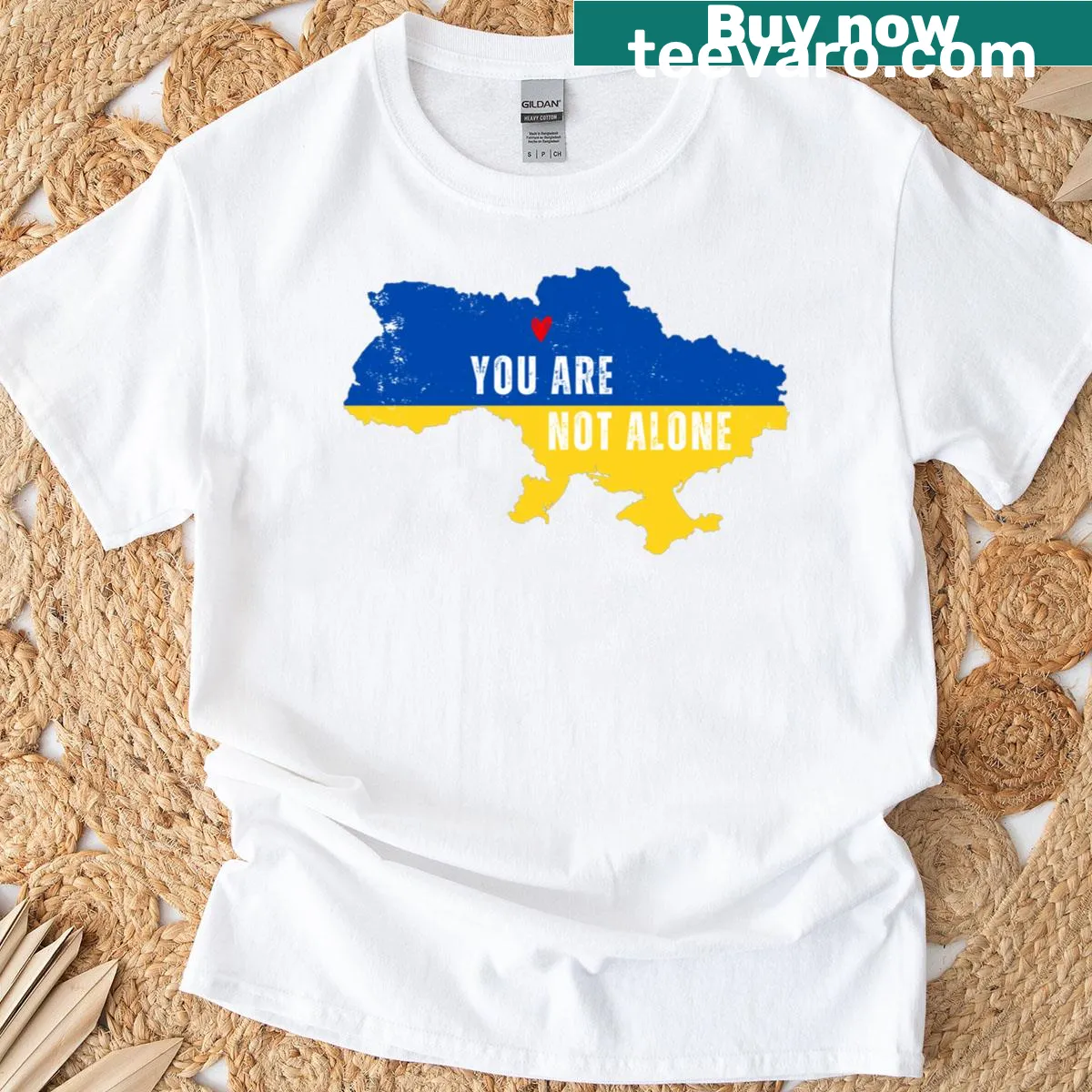 Ukraine map outline with heart over Kyiv on T-shirt — on a men's t-shirt
