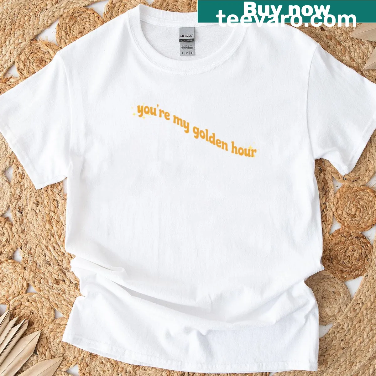 T-shirt featuring a heartfelt quote about golden hour — on a men's t-shirt